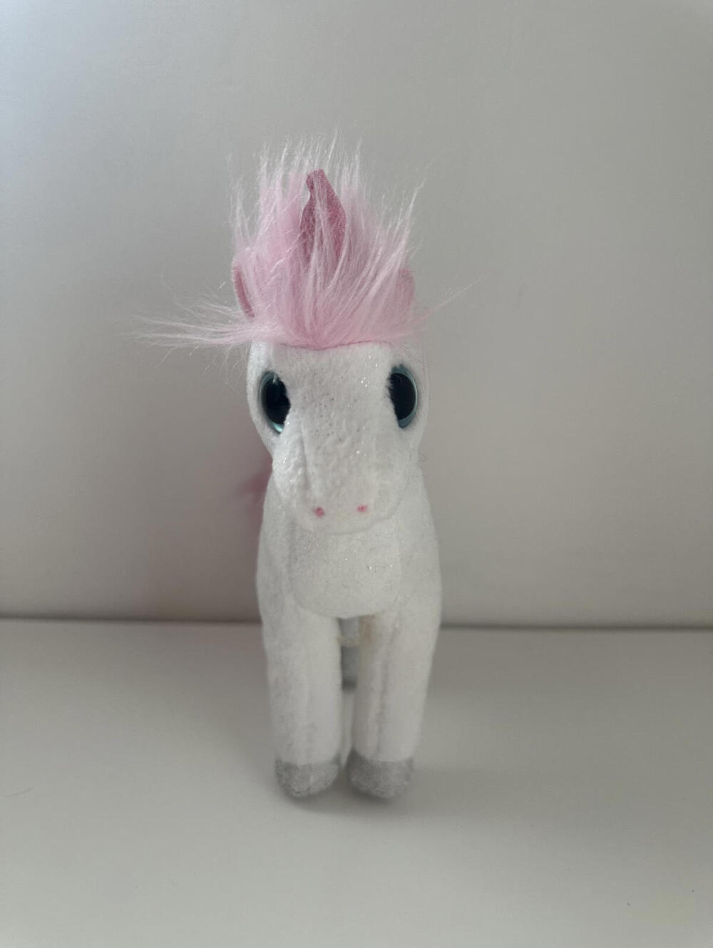 Ty Beanie Baby “Mystic” the Unicorn with Sparkly Pink Fur, Pink Horn (7 inch)